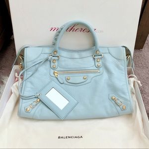 【‼️SOLD❗️】 Authentic Balenciaga city baby blue Gold